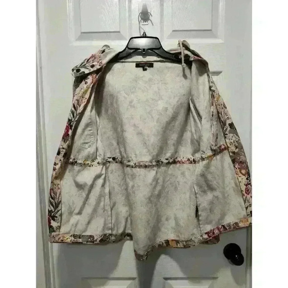 Margot Floral Hooded Full Zip Snap Button Coat Jacket With Pockets Size XSMALL - Picture 9 of 16